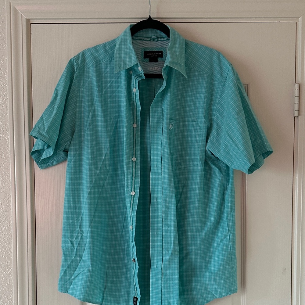 Ariat Men's Teal Checkered Casual Shirt